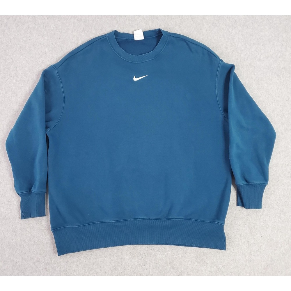 Nike Sweatshirt Mens Large Blue Fleece Crew Center Swoosh Pullover‎ DQ5733-460